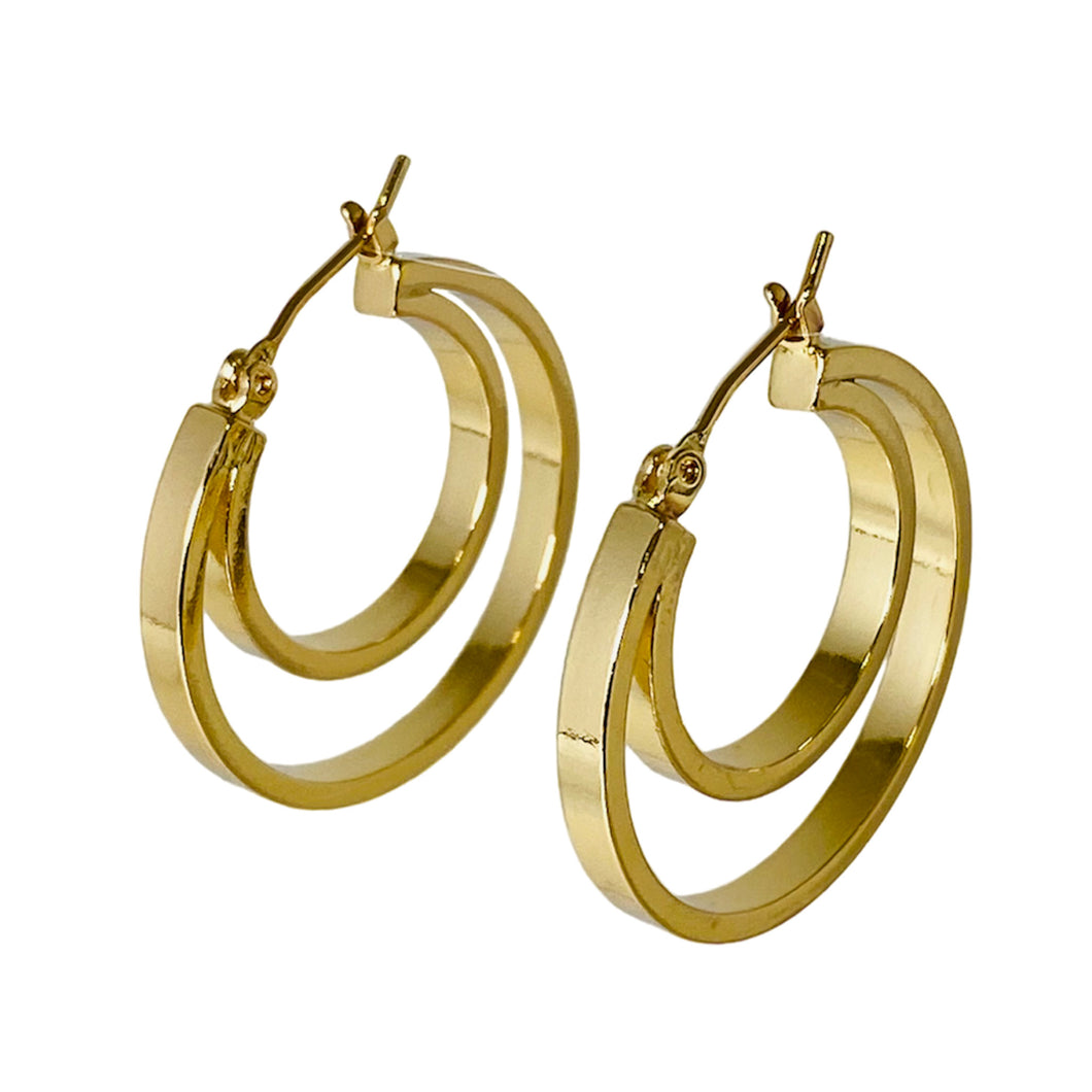 Double Hoop 14K Gold Dipped Earrings