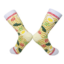 Load image into Gallery viewer, A pair of fun women&#39;s novelty socks that features a ramen noodle design.
