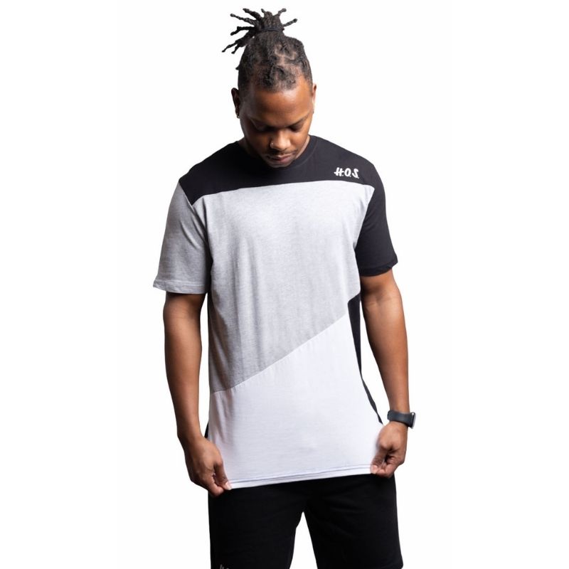 H.O.S. Multiway Grey, Black, & White Color Blocked Shirt